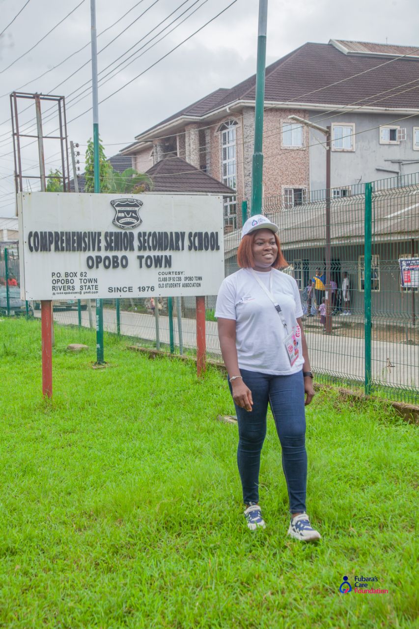 Fubara's Care Foundation volunteer during the Opobo Town outreach