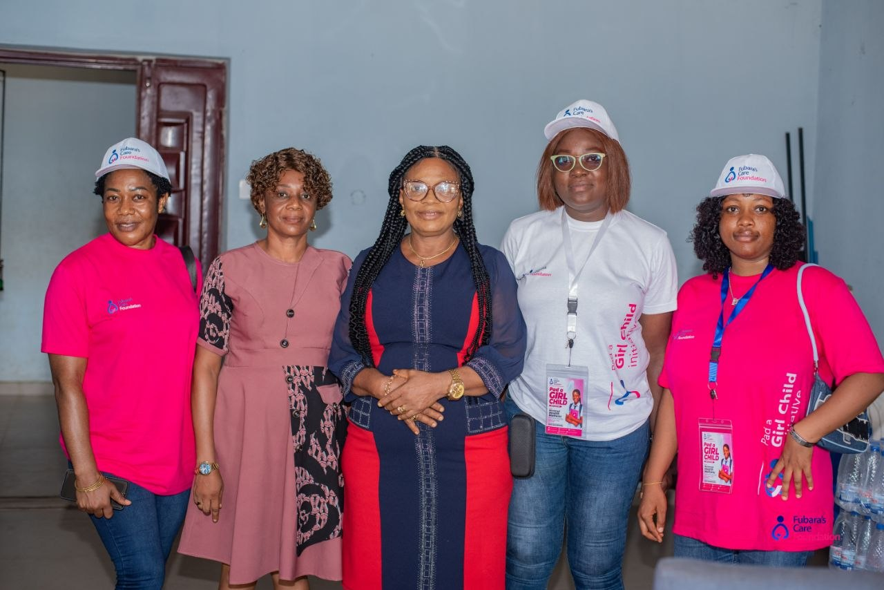 The Fubara's Care Foundation team with the school Principal at Community Senior Secondary School, Akpajo, Eleme LGA