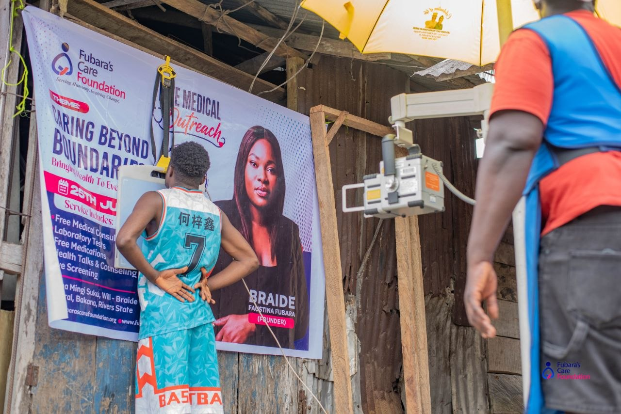 The Free Medical Outreach banner at Boma Mingi Suku, Will-Braide Central, Bakana, Rivers State