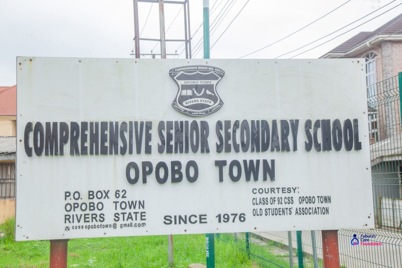 Comprehensive Senior Secondary School signboard, Opobo Town, Rivers State